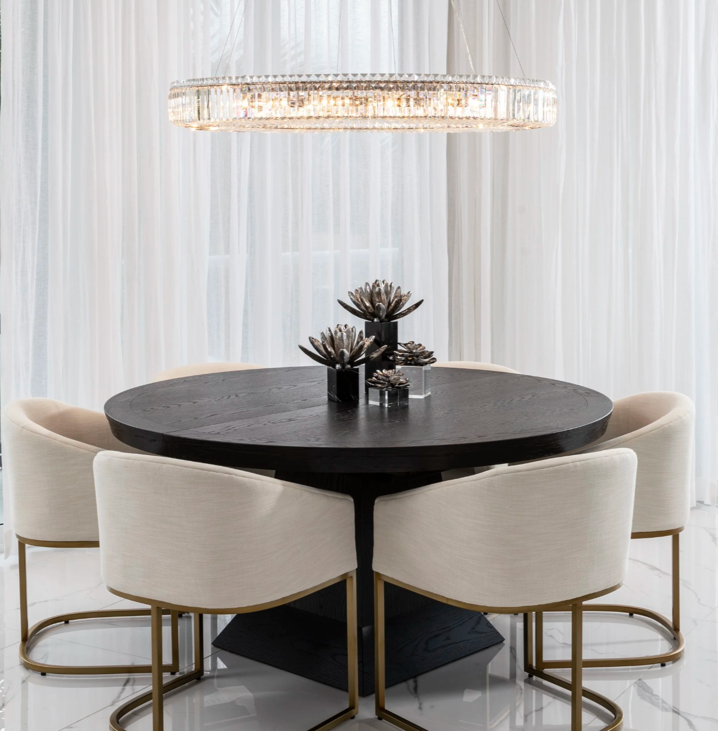 Tailored dining room in a Fort Lauderdale penthouse