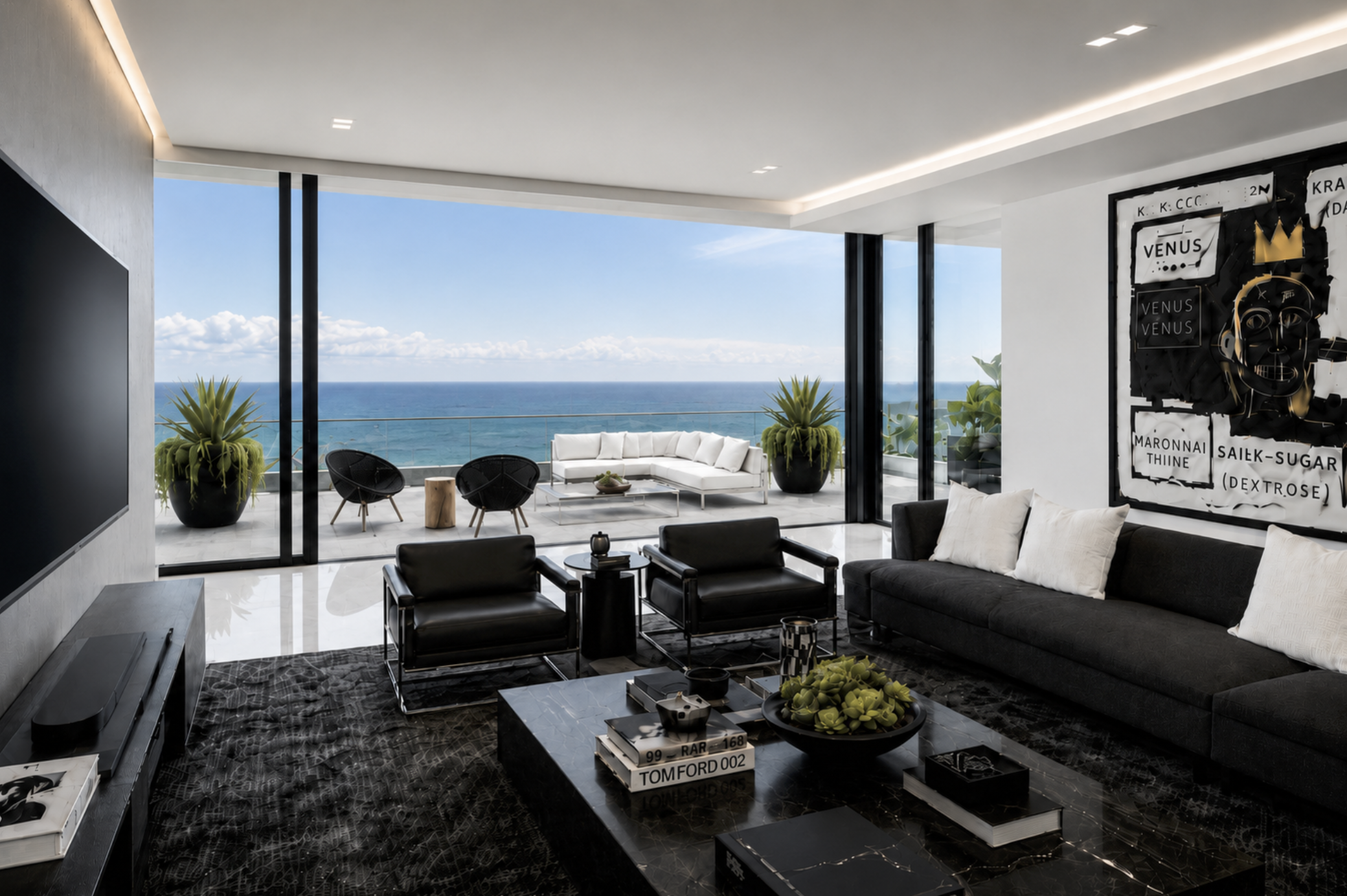 Layered Miami Beach luxury living room